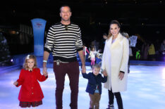Armie Hammer and Elizabeth Chambers with children Harper and Ford attend Disney On Ice