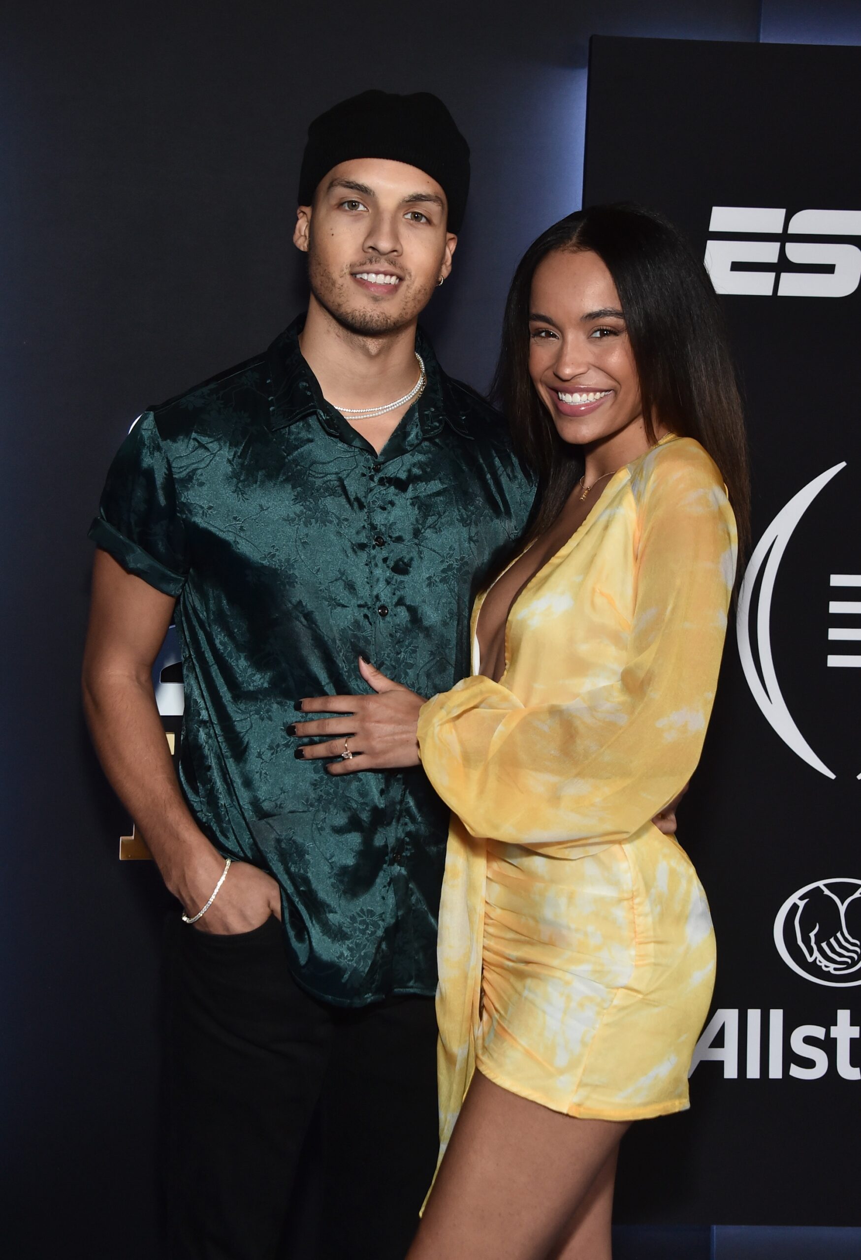 Brandon Jones and Serene Russell attend ESPN And CFP's Allstate Party