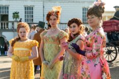 Nicola Coughlan, Bessie Carter, Harriet Cains, and Polly Walker in 'Bridgerton'