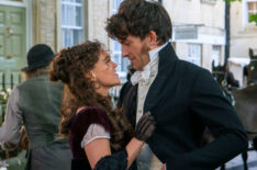 Sabrina Bartlett and Jonathan Bailey in 'Bridgerton' Season 1