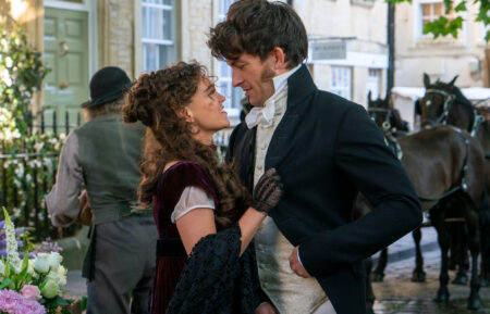 Sabrina Bartlett and Jonathan Bailey in 'Bridgerton' Season 1