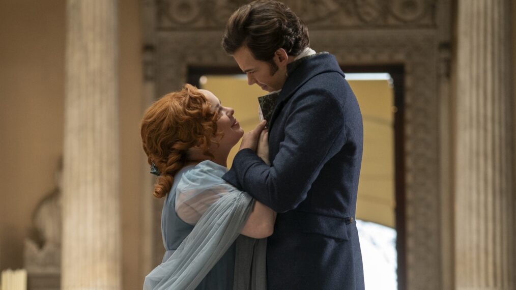 Nicola Coughlan and Luke Newton in 'Bridgerton' Season 3