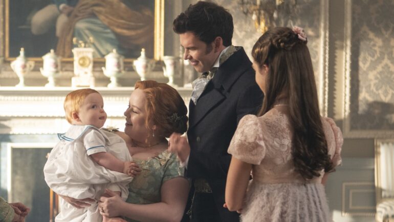 Nicola Coughlan and Luke Newton in 'Bridgerton' Season 4