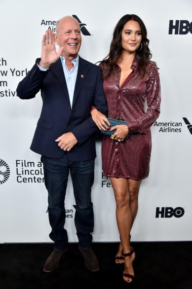 Bruce Willis and wife Emma Heming Willis attend the "Motherless Brooklyn" Arrivals during the 57th New York Film Festival