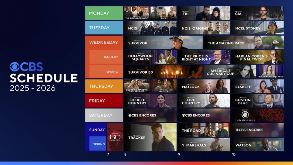 CBS TV schedule fall 2025