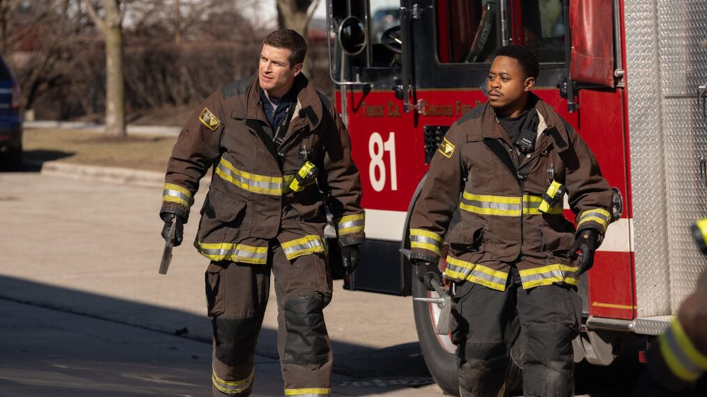Jake Lockett as Sam Carver, Daniel Kyri as Darren Ritter — 'Chicago Fire' Season 13 Episode 19 