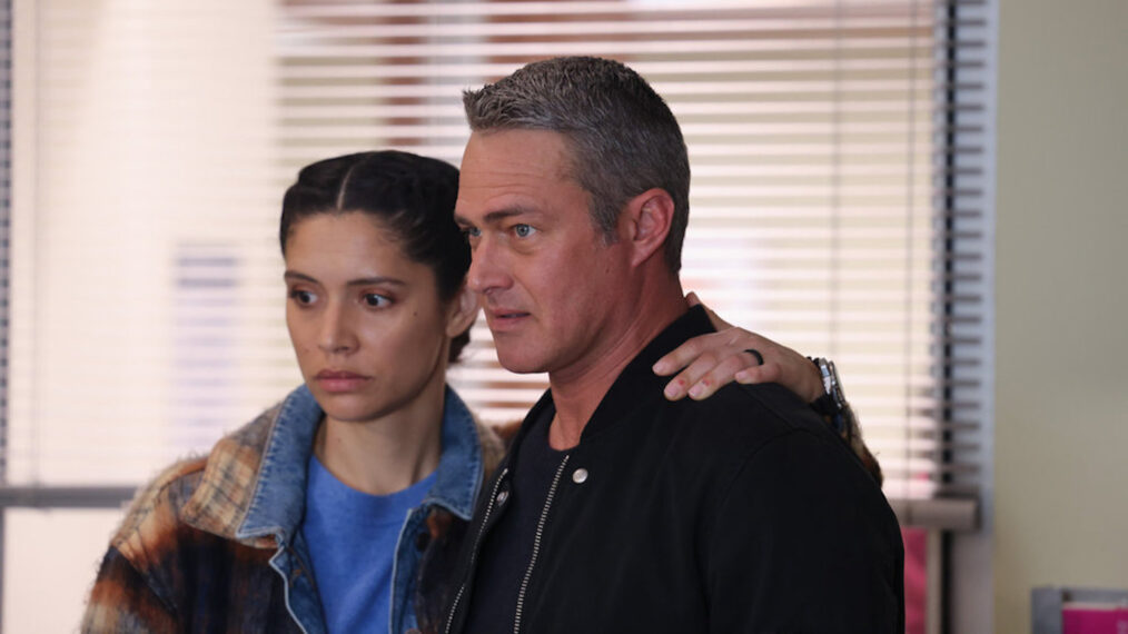 Miranda Rae Mayo as Stella Kidd, Taylor Kinney as Kelly Severide — 'Chicago Fire' Season 13 Episode 20 'Cut Me Open'