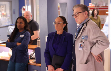 Marlyne Barrett as Maggie Lockwood, S. Epatha Merkerson as Sharon Goodwin, Oliver Platt as Dr. Daniel Charles — 'Chicago Med' Season 10 Episode 20