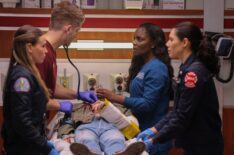 Jocelyn Hudon as Lizzy Novak, Luke Mitchell as Dr. Mitch Ripley, Marlyne Barrett as Maggie Lockwood, Hanako Greensmith as Violet Mikami — 'Chicago Med' Season 10 Finale '...Don't You Cry'