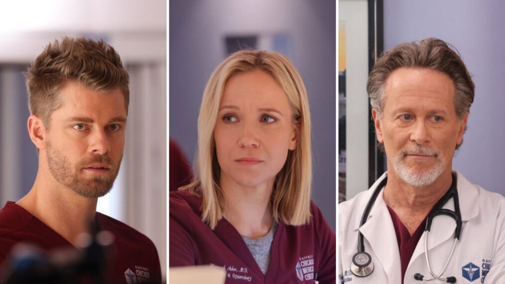 Luke Mitchell as Ripley, Jessy Schram as Hannah, and Steven Weber as Archer — 'Chicago Med'