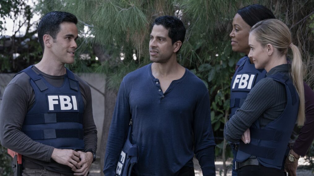 RJ Hatanaka as Tyler Green, Adam Rodriguez as Luke Alvez, Aisha Tyler as Dr. Tara Lewis and A.J. Cook as Jennifer ‘JJ’ Jareau — 'Criminal Minds: Evolution' Season 18 Premiere 'Swimmer's Calculus'