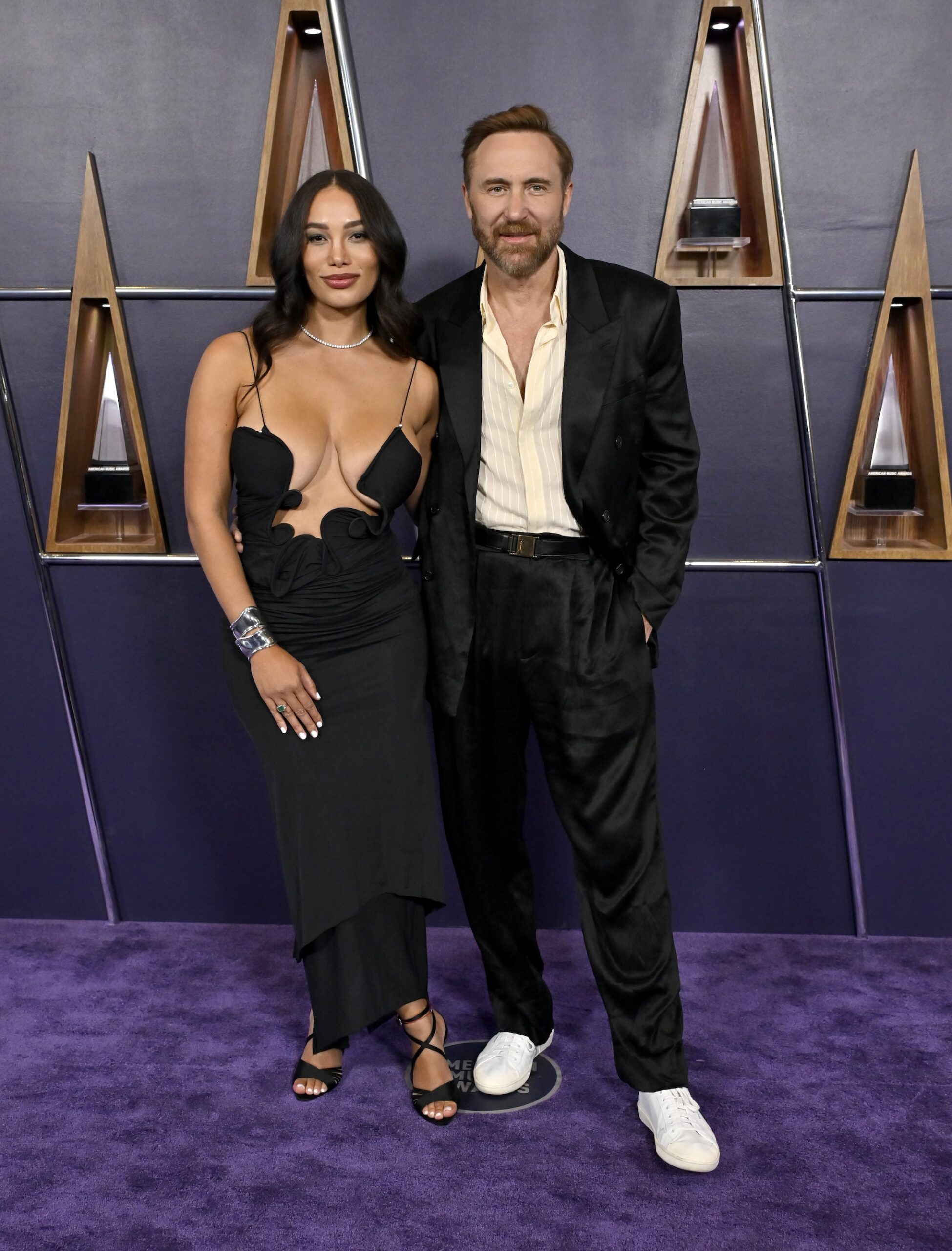 Jessica Ledon and David Guetta attend the 2025 American Music Awards at Fontainebleau Las Vegas on May 26, 2025 in Las Vegas, Nevada.