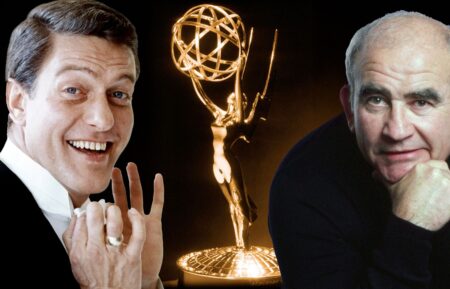 Dick Van Dyke and Ed Asner with Emmy Satuecollage