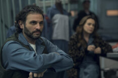 Arian Moayed as Joe Dillon and Alyssa Milano as Pupetta Del Ponte in the 'Elsbeth' Season 2 finale, 'Ramen Holiday'