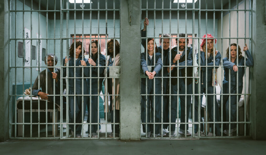 Retta as Margo Clarke, Mary-Louise Parker as Freya Frostad, Andre De Shields as Matteo Hart, Gina Gershon as Vanessa Holmes, Stephen Moyer as Alex Modarian, Carrie Preston as Elsbeth Tascioni, Arian Moayed as Joe Dillon, Alyssa Milano as Pupetta Del Ponte and Elizabeth Lail as Quinn Powers in the 'Elsbeth' Season 2 finale, 'Ramen Holiday'