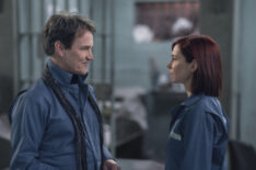 Stephen Moyer as Alex Modarian and Carrie Preston as Elsbeth Tascioni in the 'Elsbeth' Season 2 finale, 'Ramen Holiday'