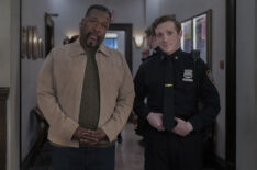 Wendell Pierce as Captain Wagner and Ethan Slater as Officer Reese Chandler in the 'Elsbeth' Season 2 finale, 'Ramen Holiday'