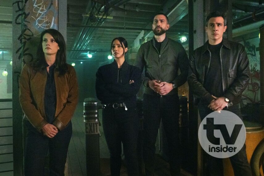 Missy Peregrym as Special Agent Maggie Bell, Emily Alabi as Dani Rhodes, Zeeko Zaki as Special Agent Omar Adom ‘OA’ Zidan, and John Boyd as Special Agent Stuart Scola — 'FBI' Season 7 Finale 