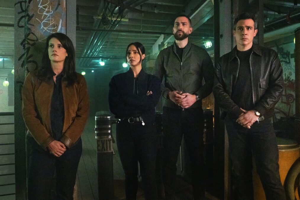 Missy Peregrym as Special Agent Maggie Bell, Emily Alabi as Dani Rhodes, Zeeko Zaki as Special Agent Omar Adom ‘OA’ Zidan, and John Boyd as Special Agent Stuart Scola — 'FBI' Season 7 Finale 