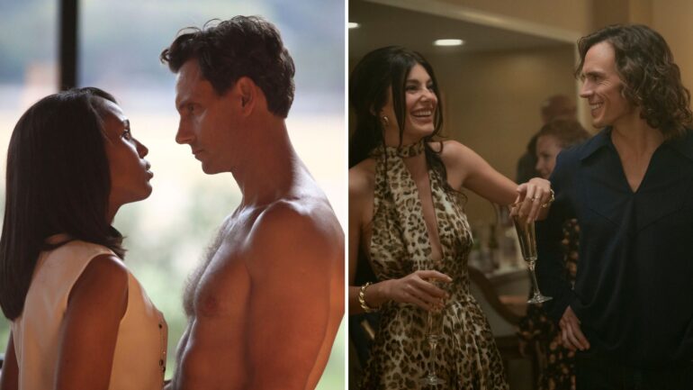 Kerry Washington and Tony Goldwyn on 'Scandal'; Camila Morrone and Sam Claflin in 'Daisy Jones & The Six'