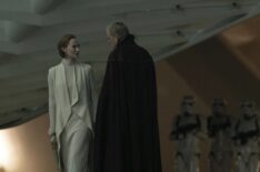 Genevieve O'Reilly and Stellan Skarsgard as Mon Mothma and Luthen Rael in Andor Season 2