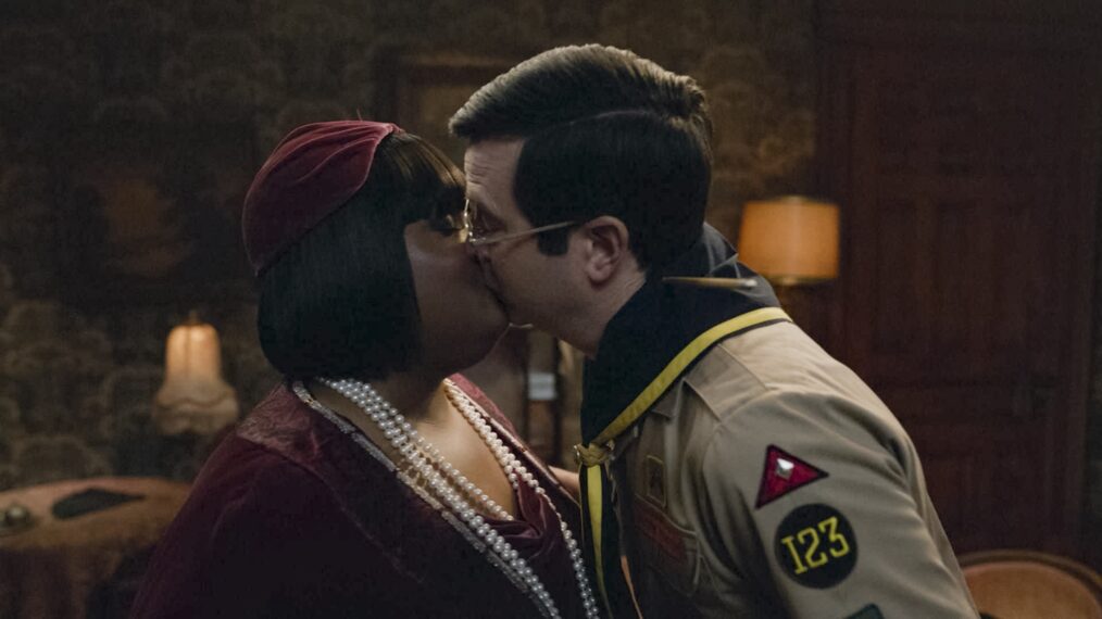 Danielle Pinnock and Richie Moriarty kiss as Alberta and Pete in 'Ghosts' Season 4 finale