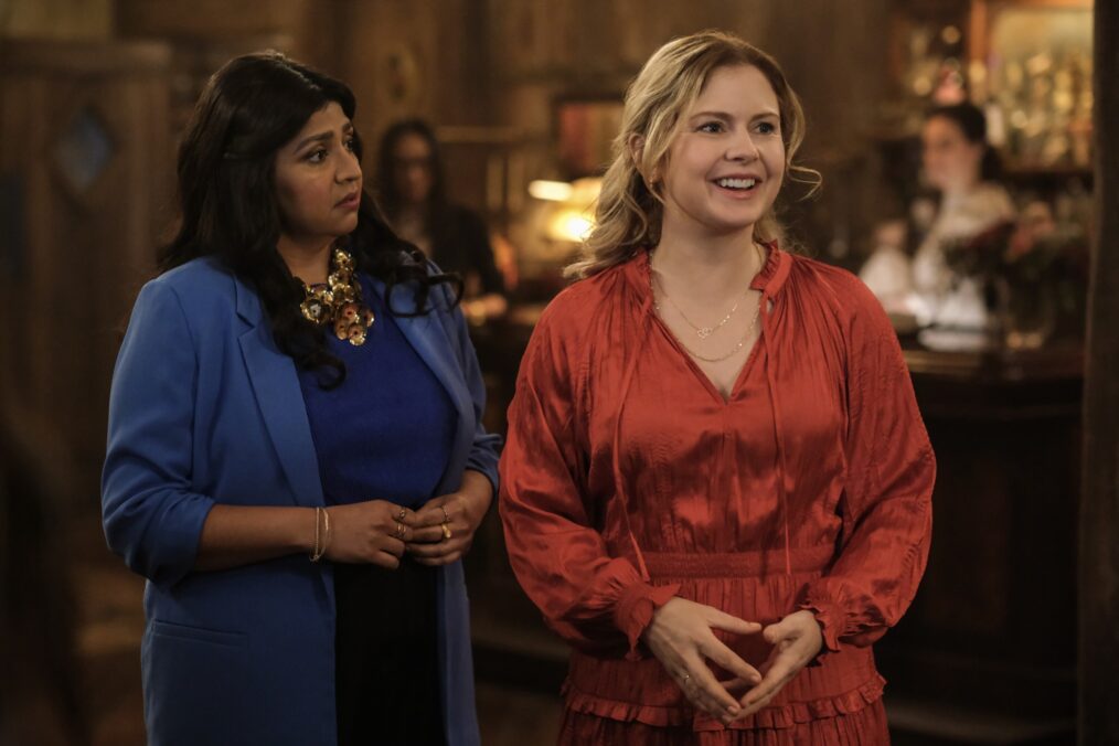 Punam Patel and Rose McIver in 'Ghosts' Season 4 finale