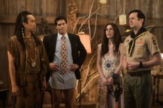 Román Zaragoza, Asher Grodman, Sheila Carrasco, and Richie Moriarty in 'Ghosts' Season 4 finale - 'The Devil Went Down to Woodstone'