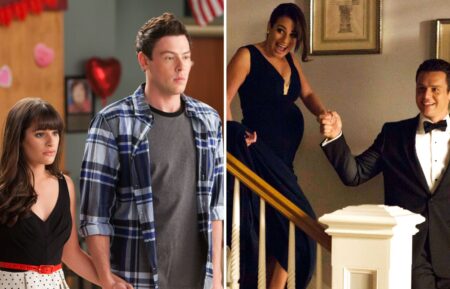 Cory Monteith and Lea Michele on Glee, Lea Michele and Jonathan Groff on Glee