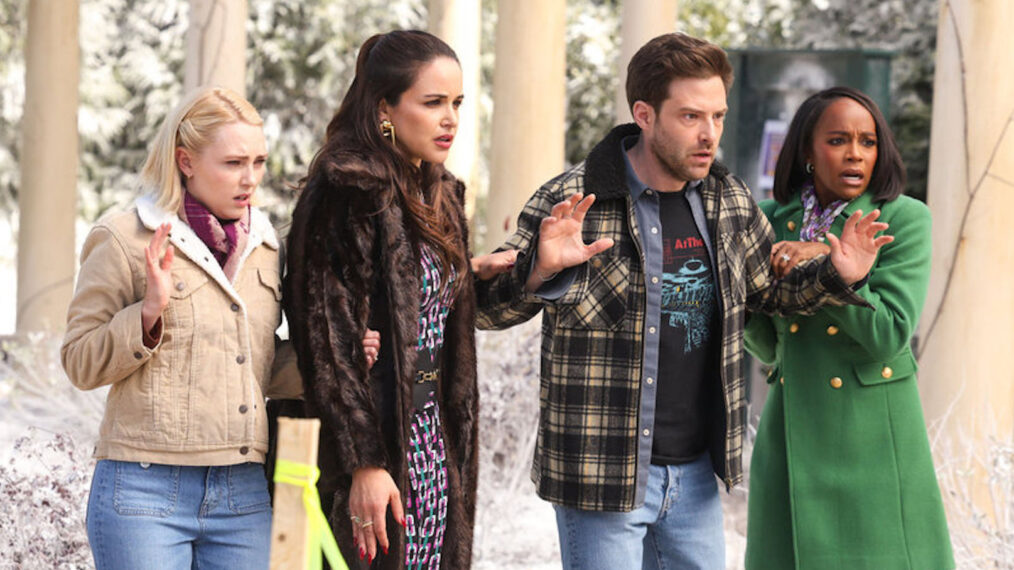 AnnaSophia Robb as Alice, Melissa Fumero as Birdie, Ben Rappaport as Brett, Aja Naomi King as Catherine in the 'Grosse Pointe Garden Society' Season 1 finale