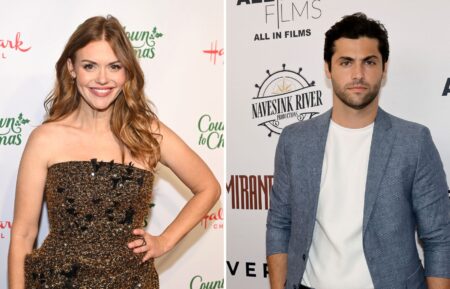 Holland Roden attends Hallmark Media's 15th Anniversary of Countdown To Christmas event at Blue Hill at Stone Barns on October 17, 2024 in Tarrytown, New York; Matthew Daddario attends the Los Angeles Special Screening of