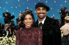 Bry Burrows and Jalen Hurts attend the 2025 Met Gala Celebrating 'Superfine: Tailoring Black Style' at Metropolitan Museum of Art on May 05, 2025 in New York City.