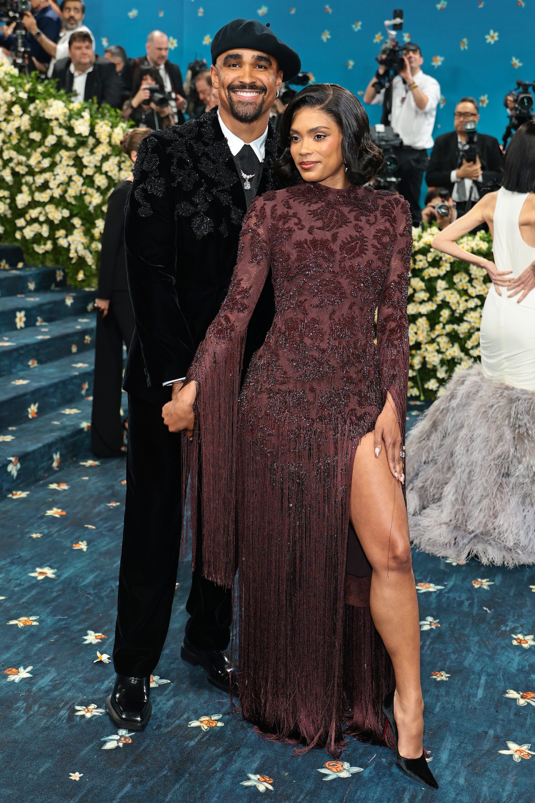 Jalen Hurts and Bry Burrows attend the 2025 Met Gala Celebrating 