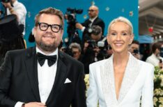 James Corden and Julia Carey attend the 2025 Met Gala Celebrating 'Superfine: Tailoring Black Style' at Metropolitan Museum of Art on May 05, 2025 in New York City.