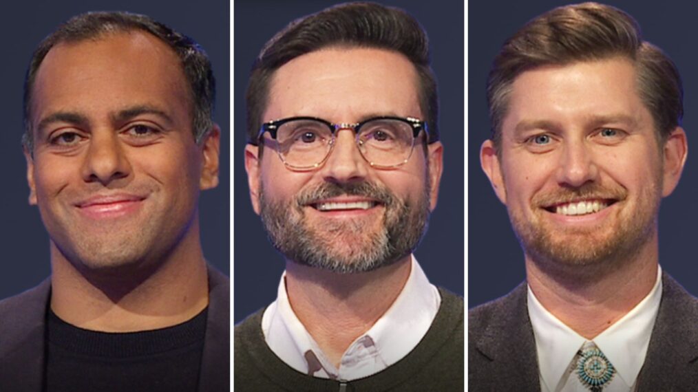 (from left) Jeopardy! players, Neeraj Borle, Brandon Monsman, and Nick Marino