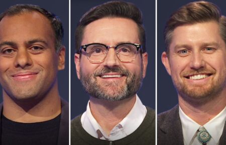 (from left) Jeopardy! players, Neeraj Borle, Brandon Monsman, and Nick Marino