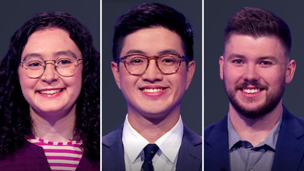 (from left) Jeopardy! players Romy Negrin, Brendan Liaw, and Sam Macken on Wednesday, May 22