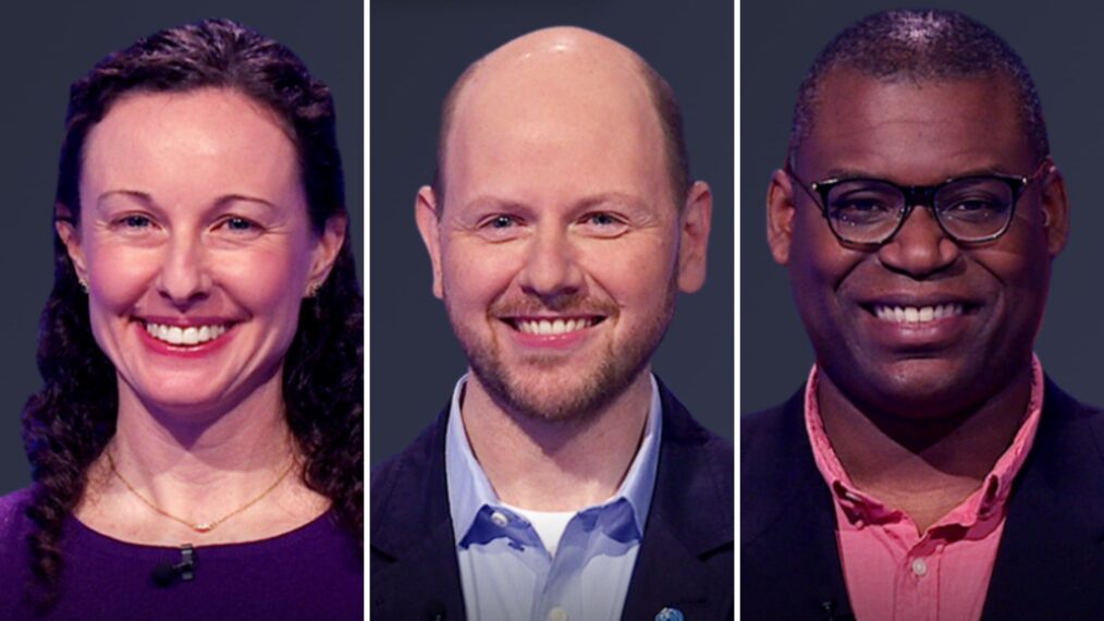Jeopardy! contestant Dan Morgen, Christen Aragoni, and Michael Mungin, on May 8, 2025