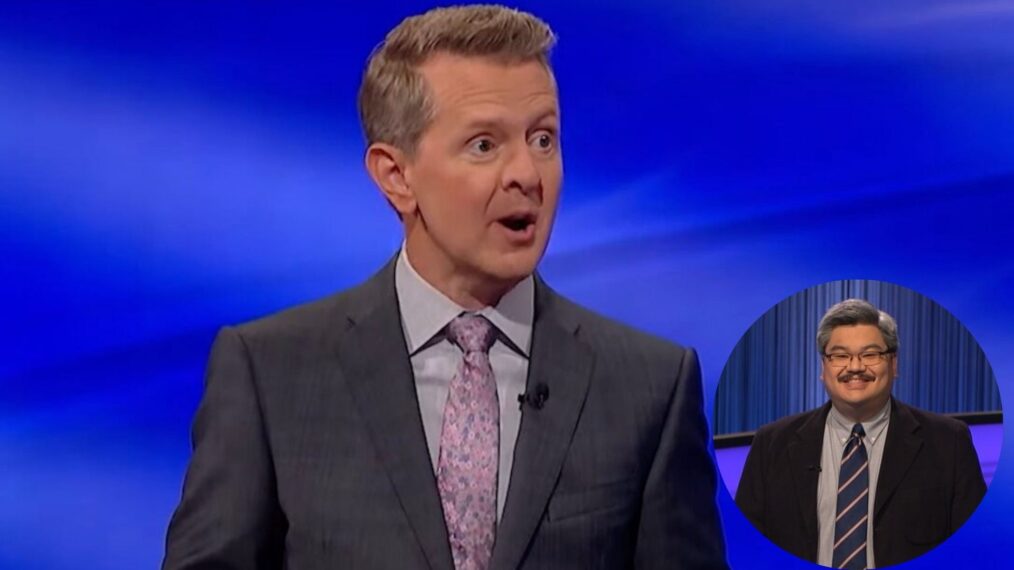 Ken Jennings on Jeopardy! (inset) former champion Luigi de Guzman