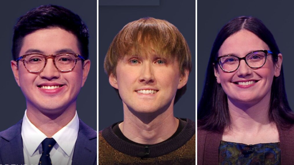(from left) Jeopardy! contestants Benjamin Liaw, Mitch Loflin, and Wendy Poosh on Tuesday, May 20, 2025