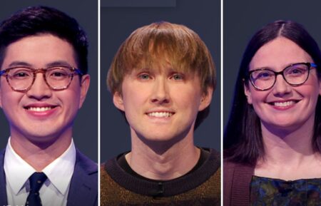 (from left) Jeopardy! contestants Benjamin Liaw, Mitch Loflin, and Wendy Poosh on Tuesday, May 20, 2025