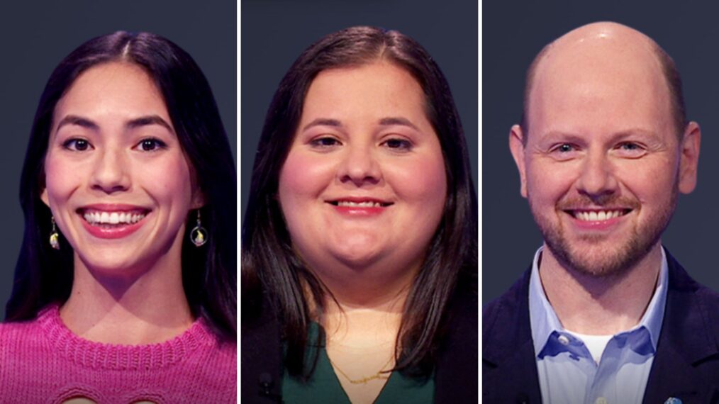 Jeopardy players (from left) Michell Tsai, Sarah Gillis, and Dan Moren