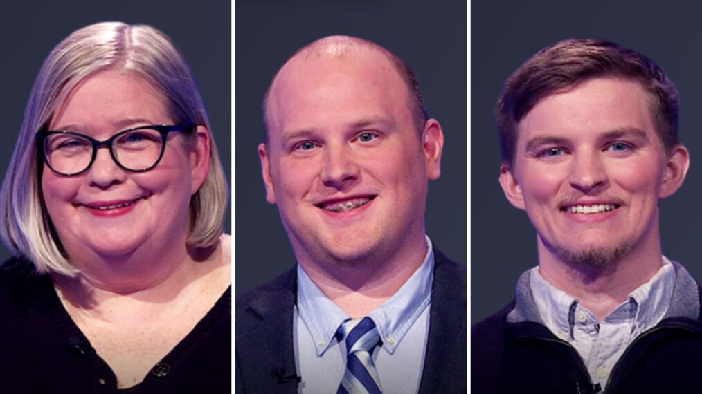 (from left) Jeopardy! contestant Alice Welch, Tyler Griffith, and Thomas Sweeney on May 28, 2025