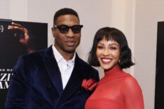 Jonathan Majors and Meagan Good attend the Special Screening of 'Magazine Dreams' at The London Hotel on March 17, 2025 in Los Angeles, California.