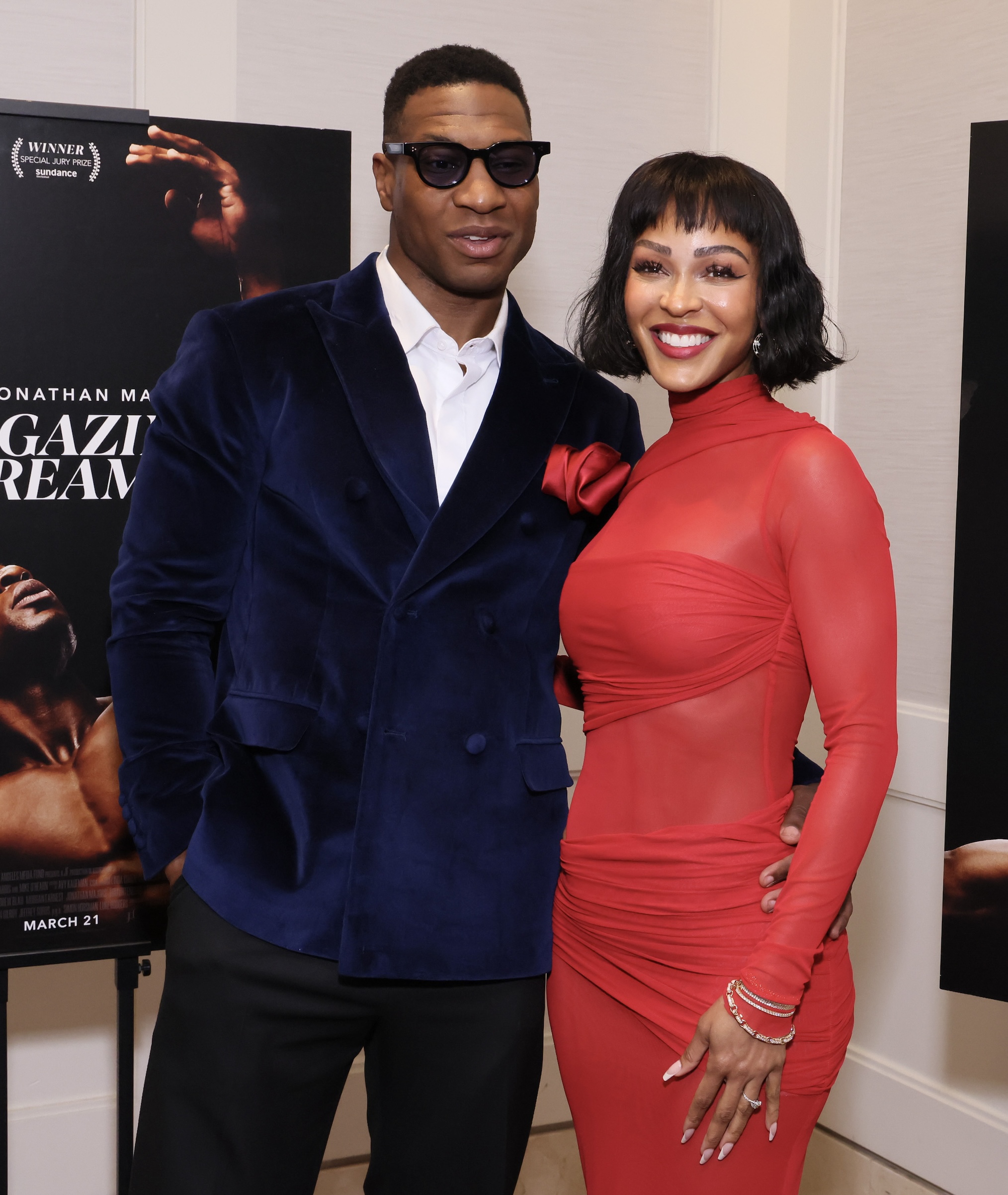 Jonathan Majors and Meagan Good attend the Special Screening of 