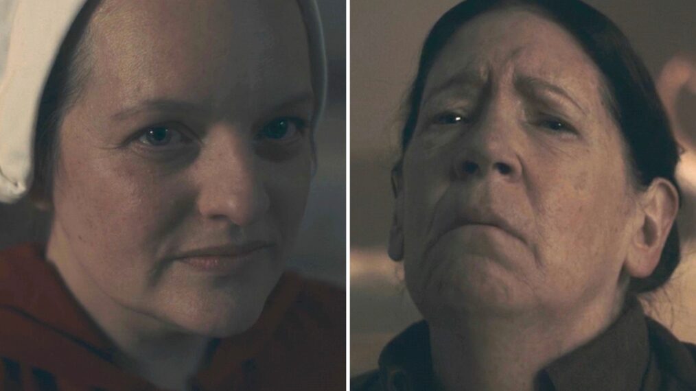 Elisabeth Moss as June, Ann Dowd as Aunt Lydia in 'The Handmaid's Tale' Season 6 Episode 8, 'Exodus'
