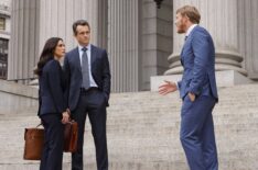 Odelya Halevi as A.D.A. Samantha Maroun, Hugh Dancy as A.D.A. Nolan Price, Jordan M. Cox as Carter Mills — 'Law & Order' Season 24 Finale 'Look the Other Way'