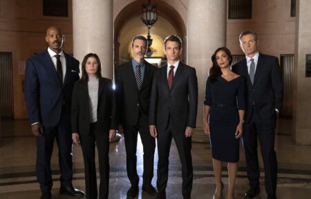 Mehcad Brooks as Detective Jalen Shaw, Maura Tierney as Lieutenant Jessica Brady, Reid Scott as Detective Vincent Riley, Hugh Dancy as A.D.A. Nolan Price, Odelya Halevi as A.D.A. Samantha Maroun, Tony Goldwyn as District Attorney Nicholas Baxter — 'Law & Order' Season 24