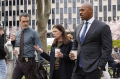Reid Scott as Detective Vincent Riley, Maura Tierney as Lieutenant Jessica Brady, Mehcad Brooks as Detective Jalen Shaw in the 'Law & Order' Season 24 finale