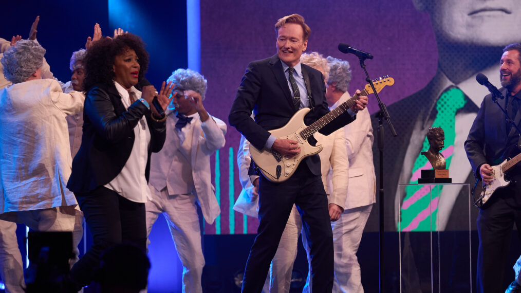 26th Mark Twain Prize recipient Conan O'Brien, Cindy Meisel, and Adam Sandler